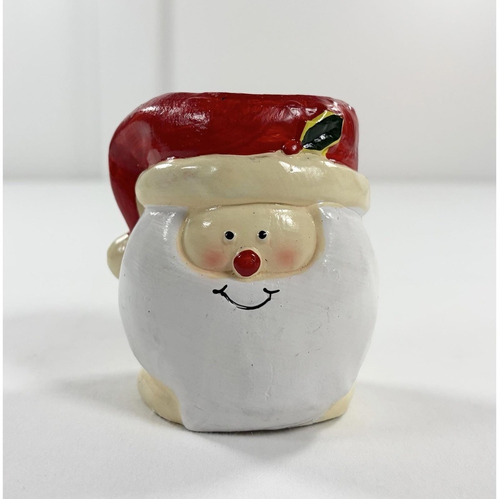 Vintage East West Ceramic Santa Claus Head‎ Votive Tea Light Candle Holder Decor